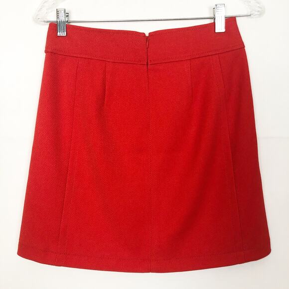 LOFT Split Front Red High Rise Skirt Size 0 Petite - Picture 6 of 7